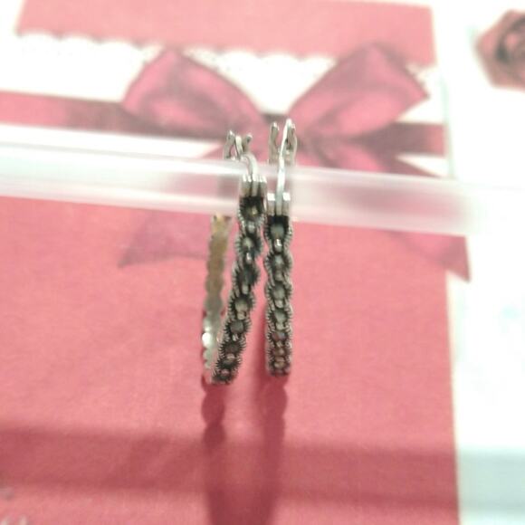 925 Sterling Silver Hoop Huggie Earrings Round Marcasites Signed A Jewelry Lot - Picture 5 of 14